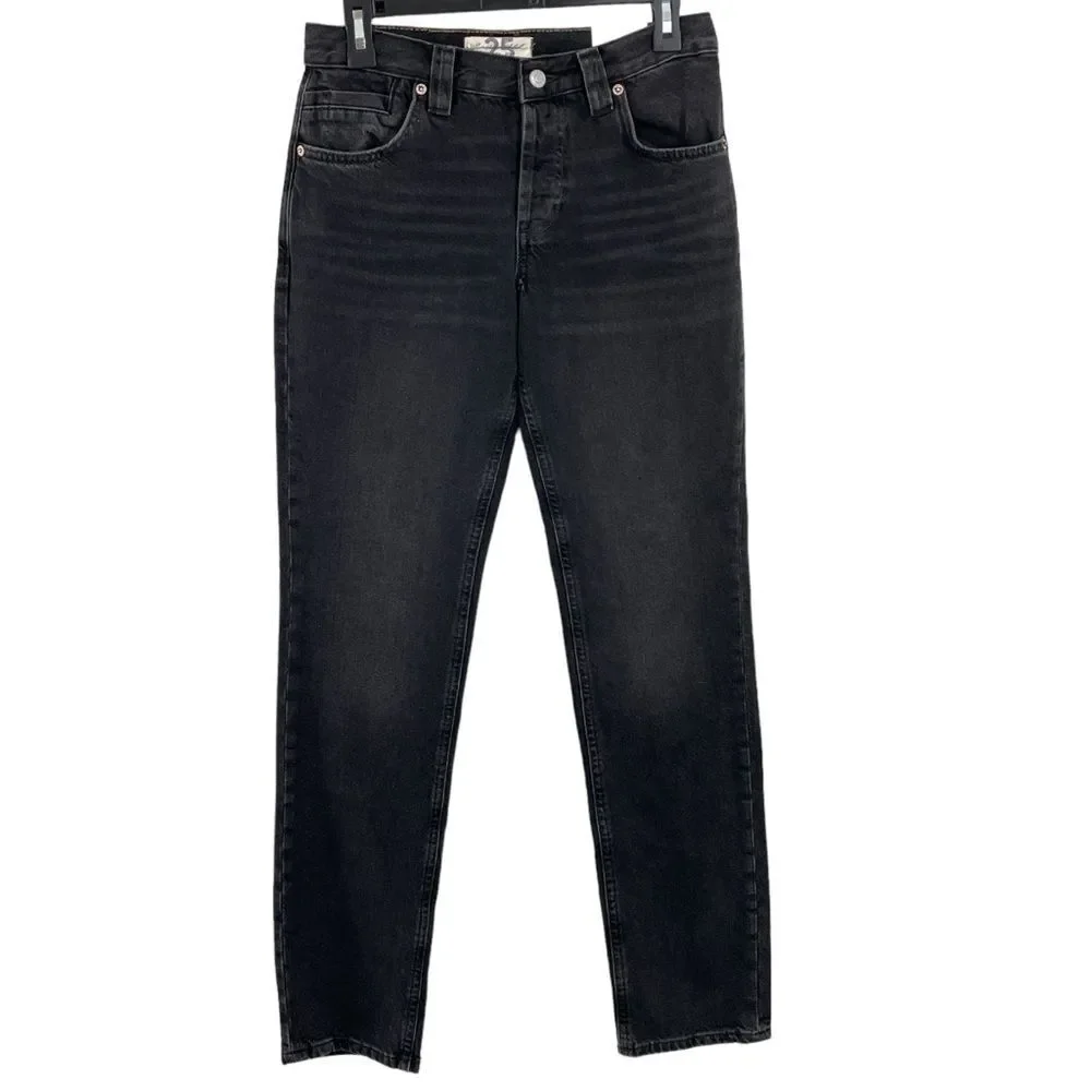 NWT‎ We The Free Jeans Size 25 Free People Black Curvy Siren Low Rise Straight